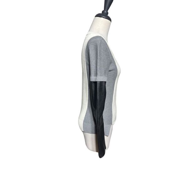 AiKO KWAN  Color Block Cashmere Blend Leather Long Sleeve Sweater  XS - Picture 2 of 6